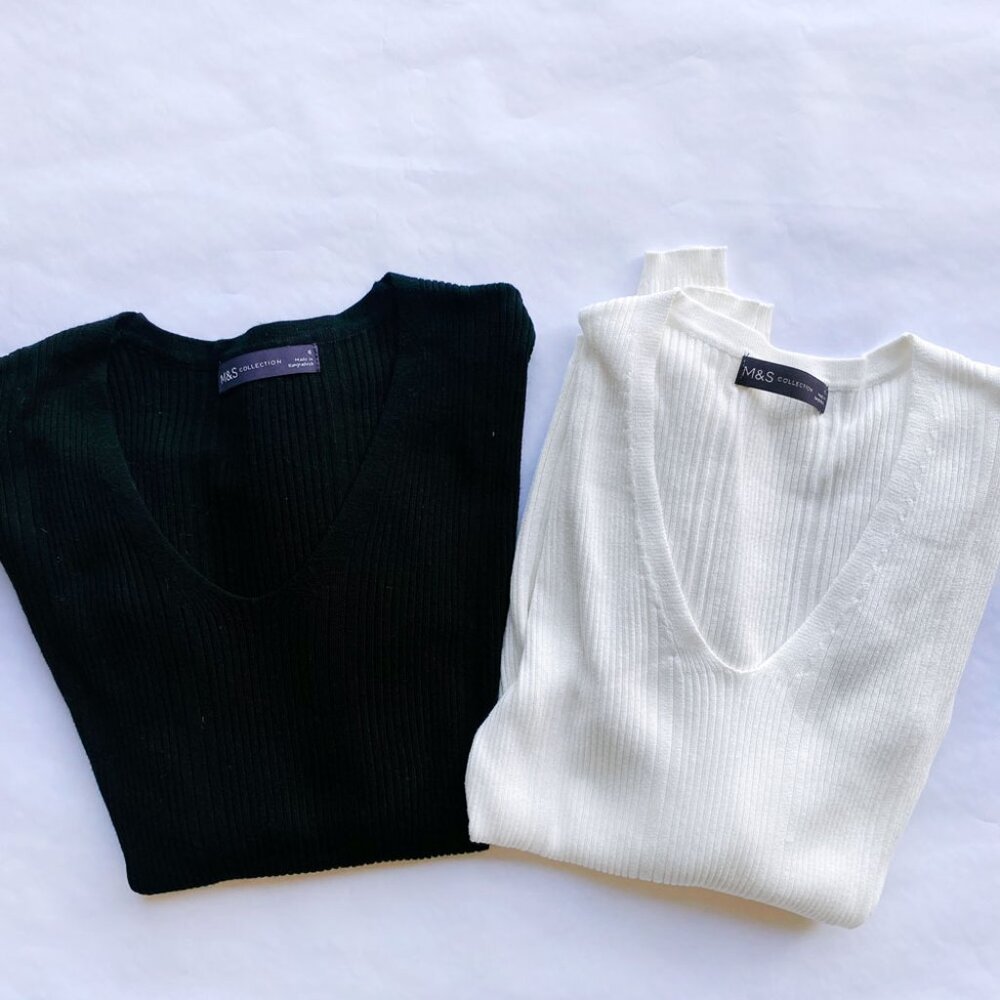 Set of 2 - M&S Collection Ribbed Sweaters (UK6, US XS)